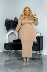 Mocha Out My Way Collar Dress
